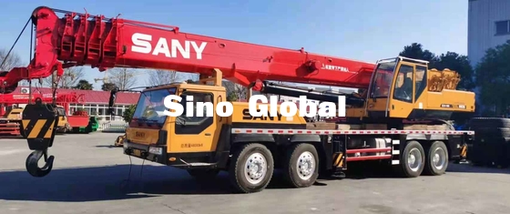 اليد الثانية 75 طن شاحنة كرين ساني STC75 مع ذراع رئيسي 12 م 80 كم / ساعة