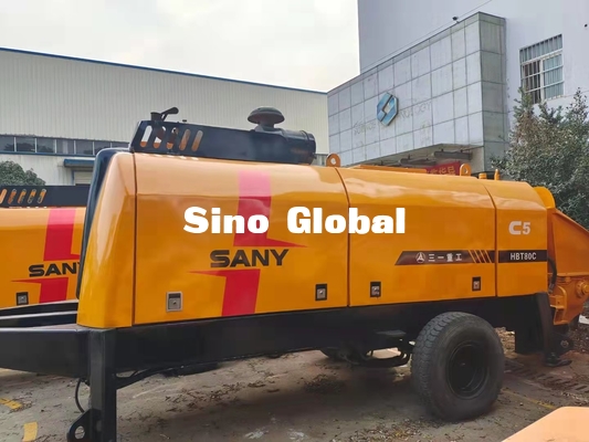 HBT6013 Sany تستخدم مضخة الخرسانة المثبتة على مقطورة 90KW S Valve Type